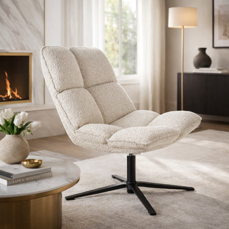   Channeled White Lounge Chair | Oroa.com