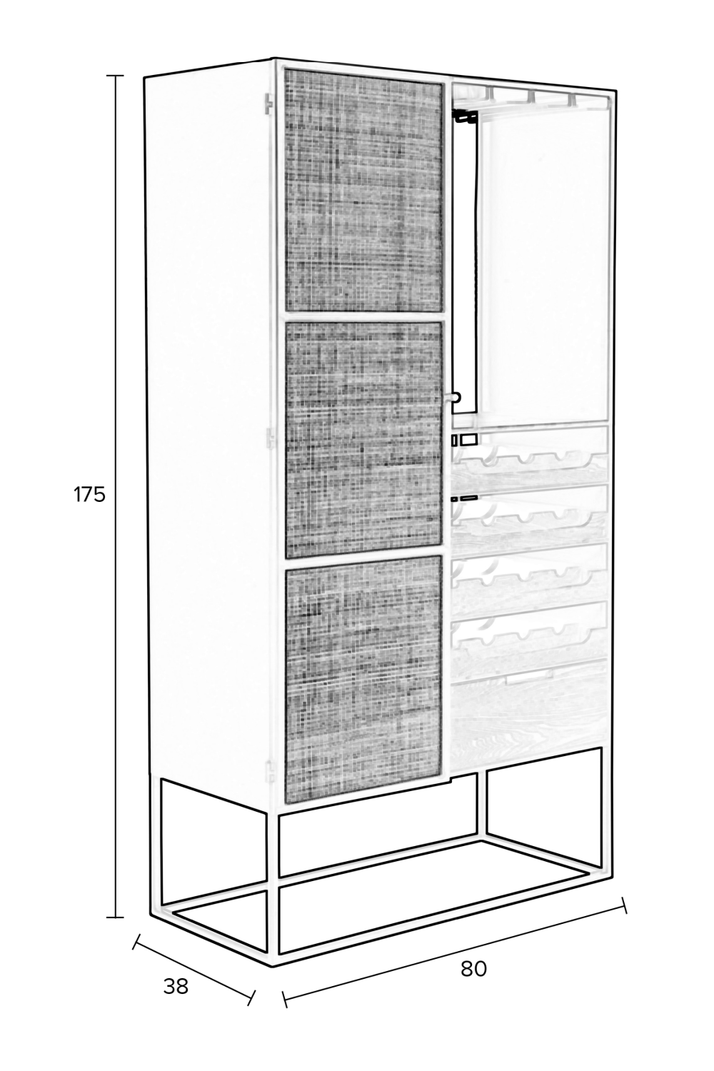 Rattan Webbing Wine Cabinet | DF Guuji | OROA.com