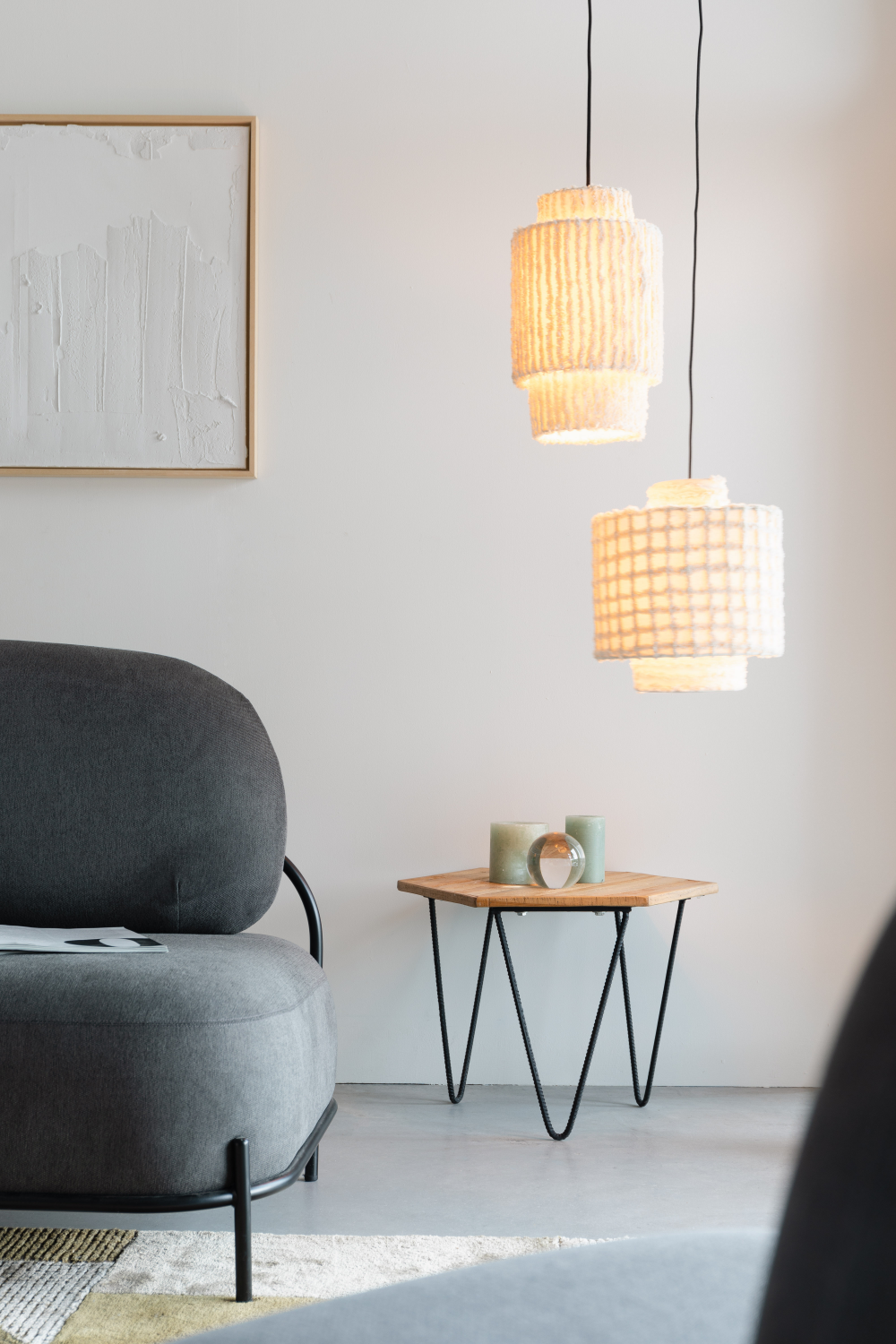 White Cotton Pendant Lamp | DF Arjun | OROA.com