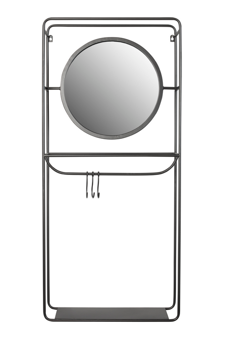 Gray Wall Rack With Mirror | DF Duco | OROA.com