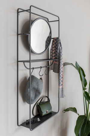 Gray Wall Rack With Mirror | DF Duco | OROA.com