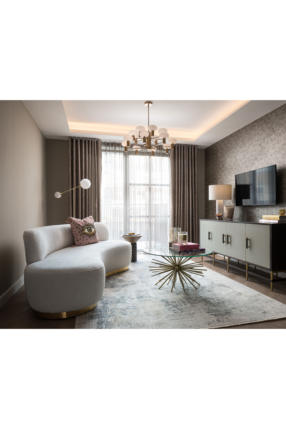 Boucle Sand Curved Sofa | Liang & Eimil Sasha | Oroa.com