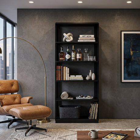   Black 4-Shelf Bookcase | Oroa.com