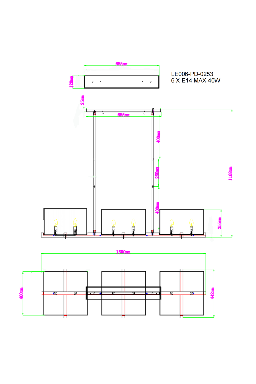 Rectangular Shades Pendant Lamp | Liang & Eimil Cameron | OROA.com