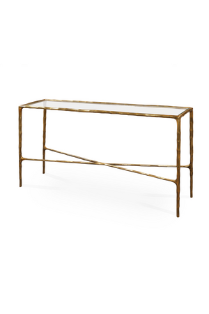 Cobra Console Table – Textured Antique Brass and Glass | Oroa.com