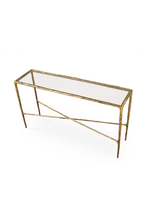 Cobra Console Table – Textured Antique Brass and Glass | Oroa.com