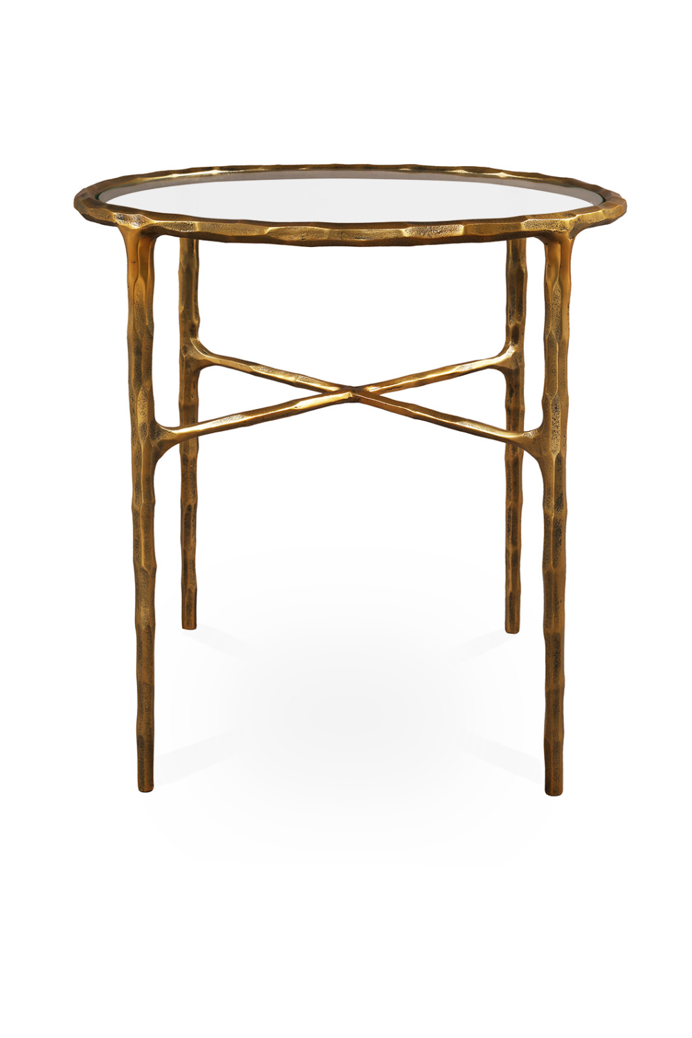 Textured Brass Round Side Table | Liang & Eimil Cobra | Oroa.com