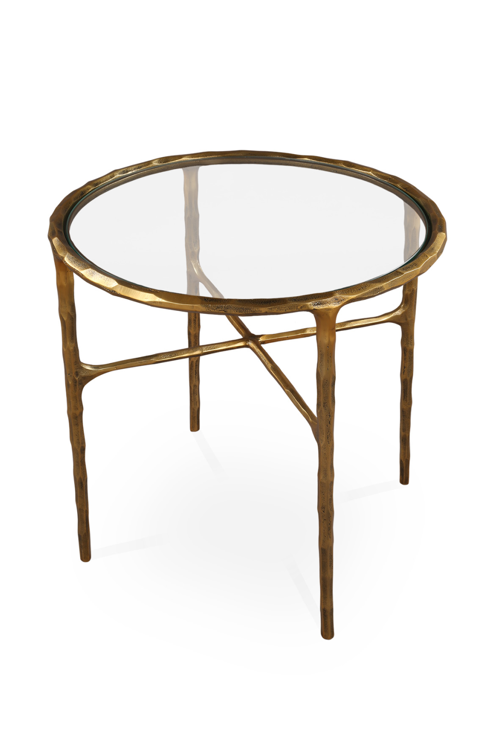 Textured Brass Round Side Table | Liang & Eimil Cobra | Oroa.com
