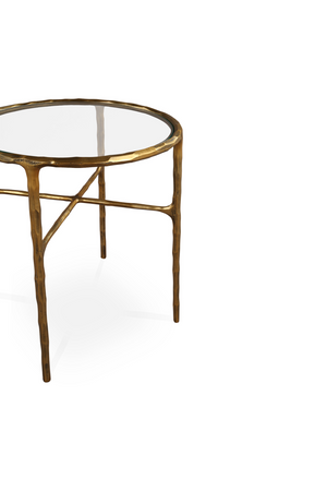Textured Brass Round Side Table | Liang & Eimil Cobra | Oroa.com