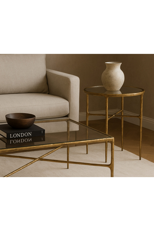 Textured Brass Round Side Table | Liang & Eimil Cobra | Oroa.com