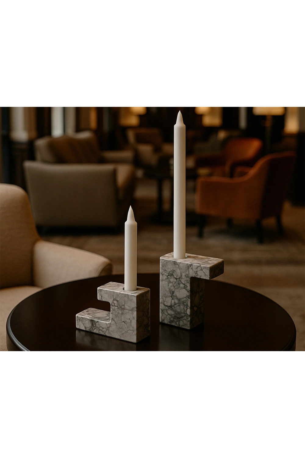 Gray & White Marble Candle Holders (2) | Liang & Eimil Arco | Oroa.com