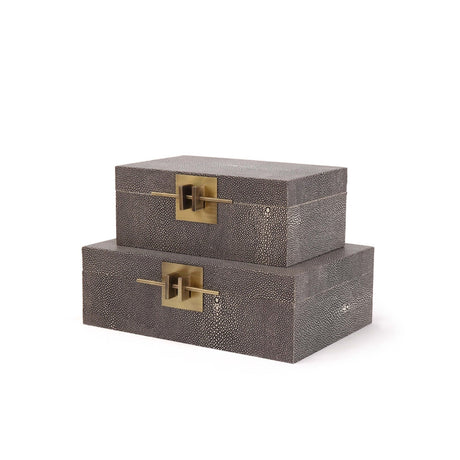   Modern furniture - Gray Leather Box Set (2) - www.oroa.com | Oroa.com