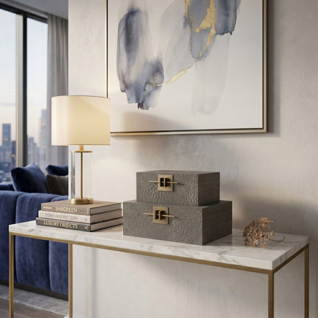   Modern furniture - Gray Leather Box Set (2) - www.oroa.com | Oroa.com