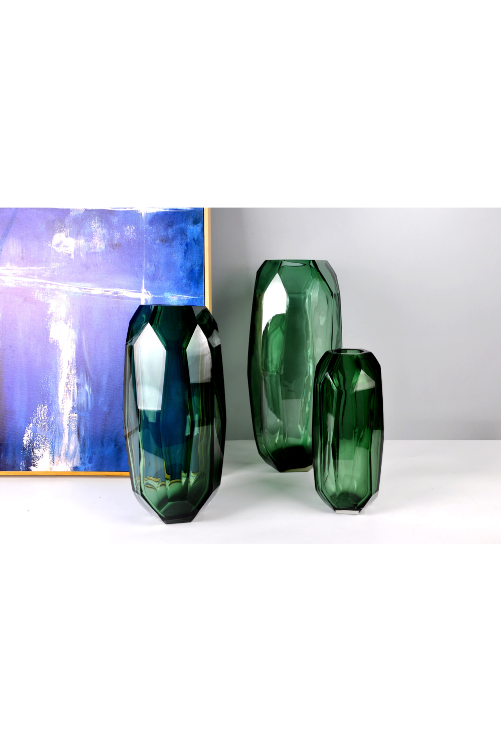 Green Faceted Glass Vase | Liang & Eimil Emerald | Oroa.com