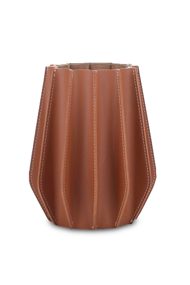 Brown Leather Fluted Vase | Liang & Eimil Juana | Oroa.com