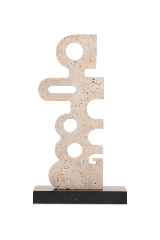 Beige Travertine Modern Sculpture | Liang & Eimil Sculpted Serenity | Oroa.com