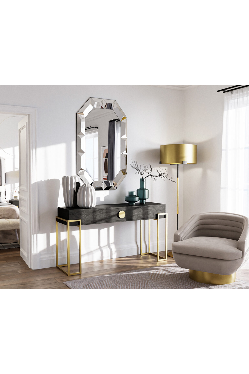 Faceted Steel Framed Mirror | Liang & Eimil Galiano | Oroa.com