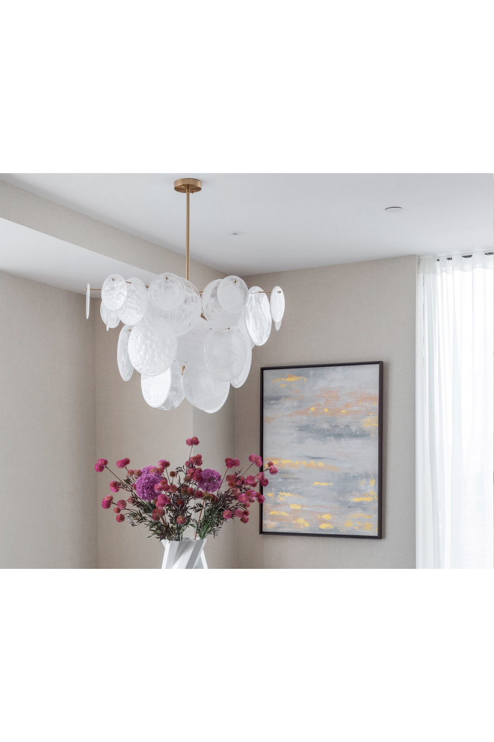 White Glass Discs Chandelier | Liang and Eimil Adagio | Oroa.com