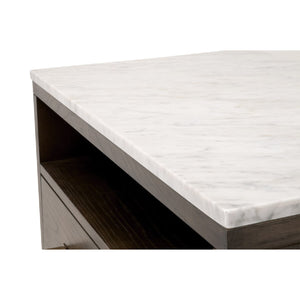   Marble Top Oak 2-Drawer Nightstand | Oroa.com