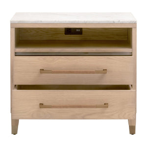  Marble Top Oak 2-Drawer Nightstand | Oroa.com