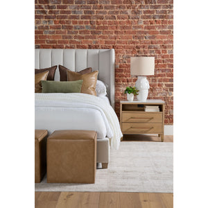   Marble Top Oak 2-Drawer Nightstand | Oroa.com