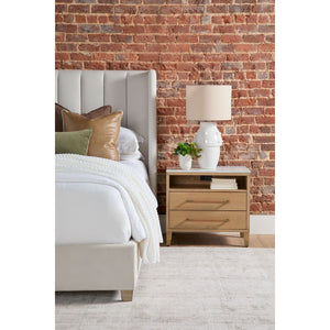   Marble Top Oak 2-Drawer Nightstand | Oroa.com