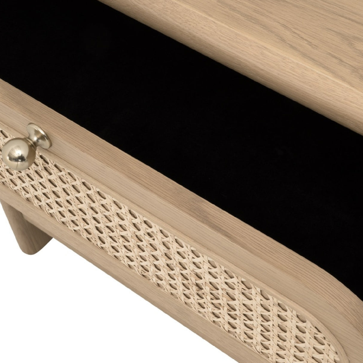   Oak Framed Cane 3-Drawer Nightstand | Oroa.com