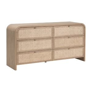   Oak Framed Cane 6-Drawer Dresser | Oroa.com