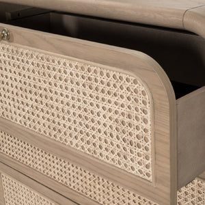   Oak Framed Cane 6-Drawer Dresser | Oroa.com