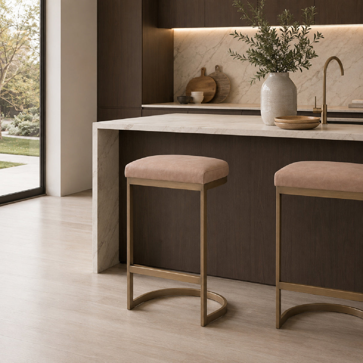   Gold Cantilevered Counter Stool | Oroa.com