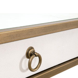  White Shagreen 2-Drawer Desk | Oroa.com