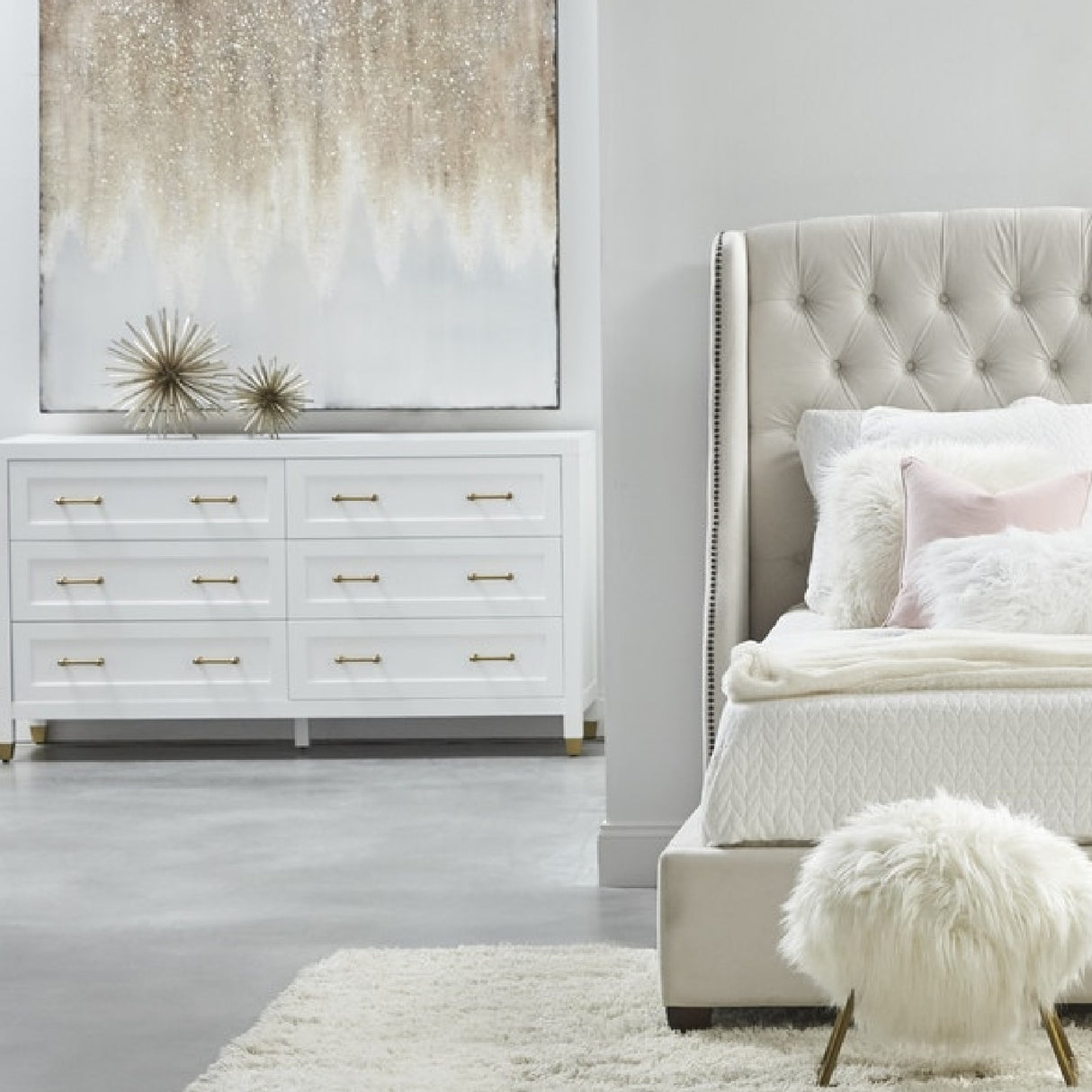   White 6-Drawer Double Dresser | Oroa.com
