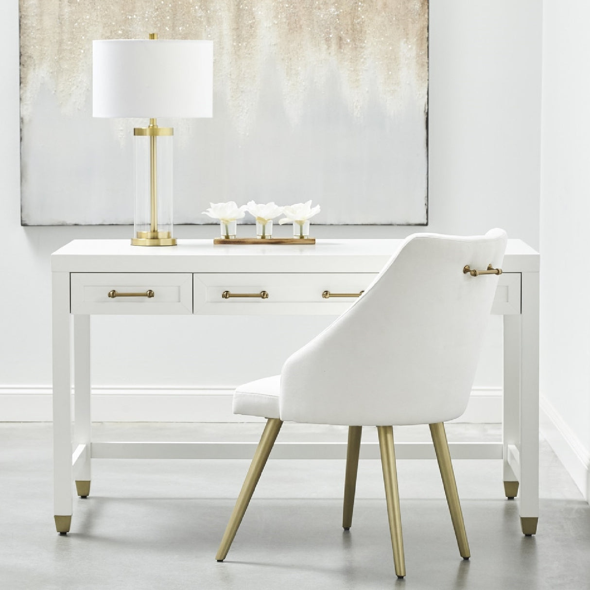   White Wooden 3-Drawer Desk | Oroa.com
