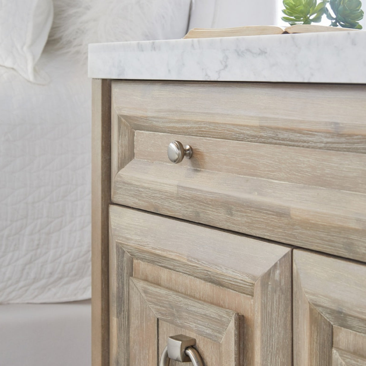  Marble Topped Acacia Media Cabinet | Oroa.com