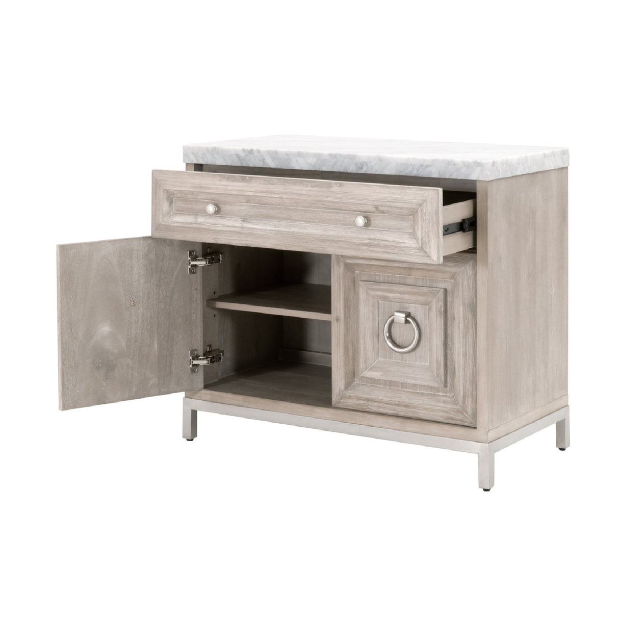   Marble Topped Acacia Media Cabinet | Oroa.com