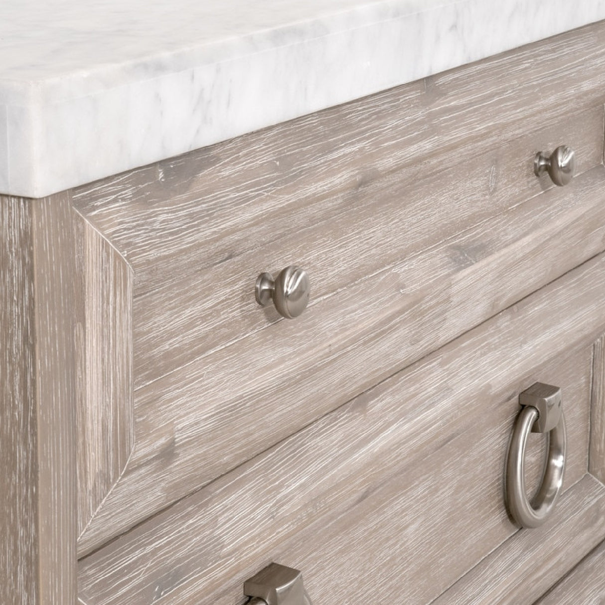  Marble Topped Acacia 6-Drawer Dresser | Oroa.com