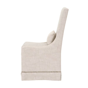   Cream Linen Skirted Dining Chairs (2) | Oroa.com