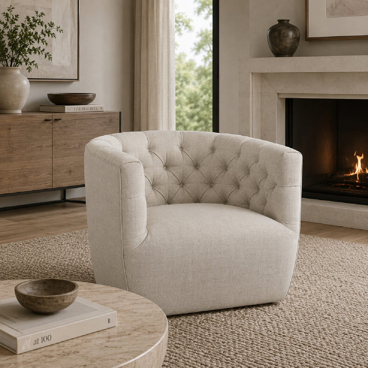   Tufted Back Swivel Club Chair | Oroa.com