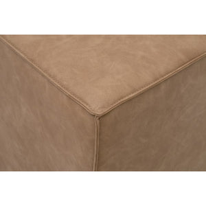   Brown Vegan Leather Cube Ottoman | Oroa.com