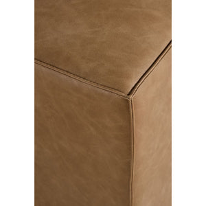   Brown Vegan Leather Cube Ottoman | Oroa.com