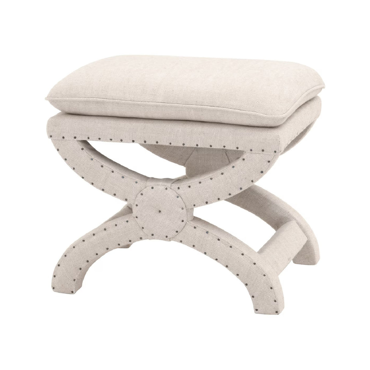   Beige French Linen Ottoman | Oroa.com