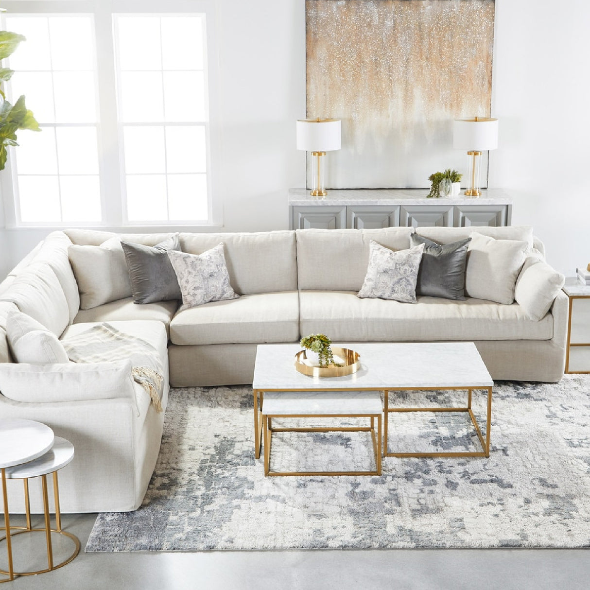   Cream Skirted Modular Accent Chair | Oroa.com