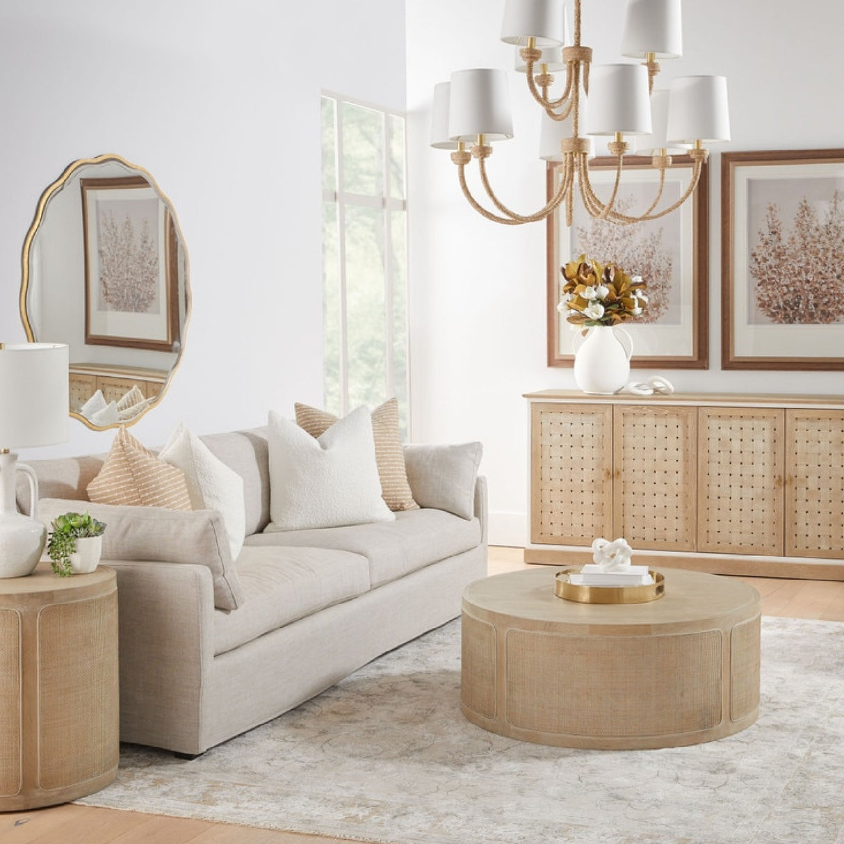   Cream Skirted Sofa | Oroa.com