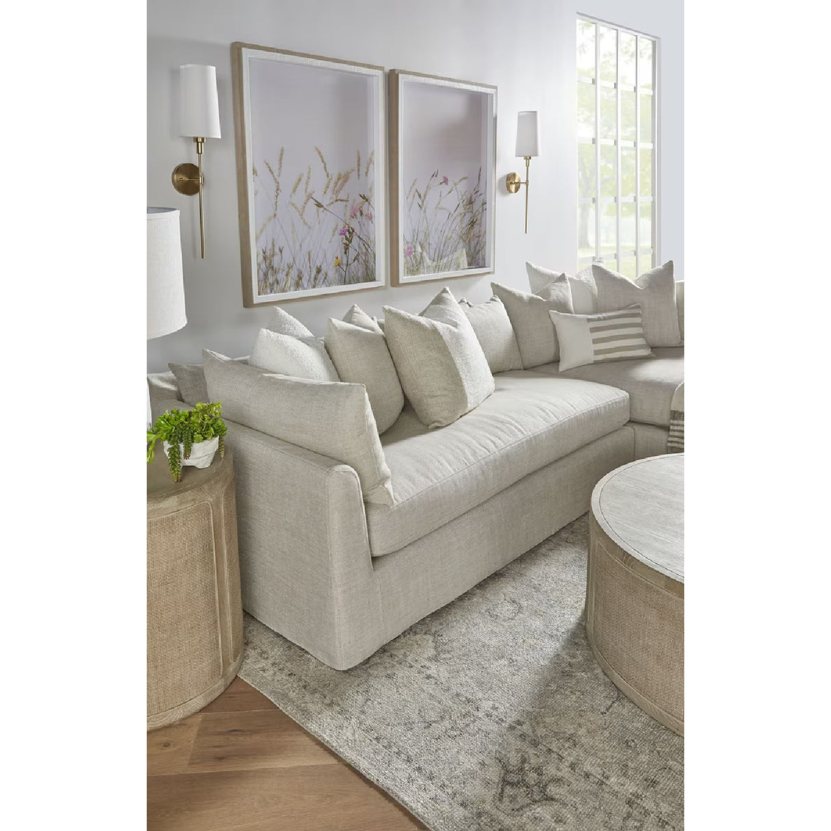   Beige Slipcover Sectional Sofa | Oroa.com