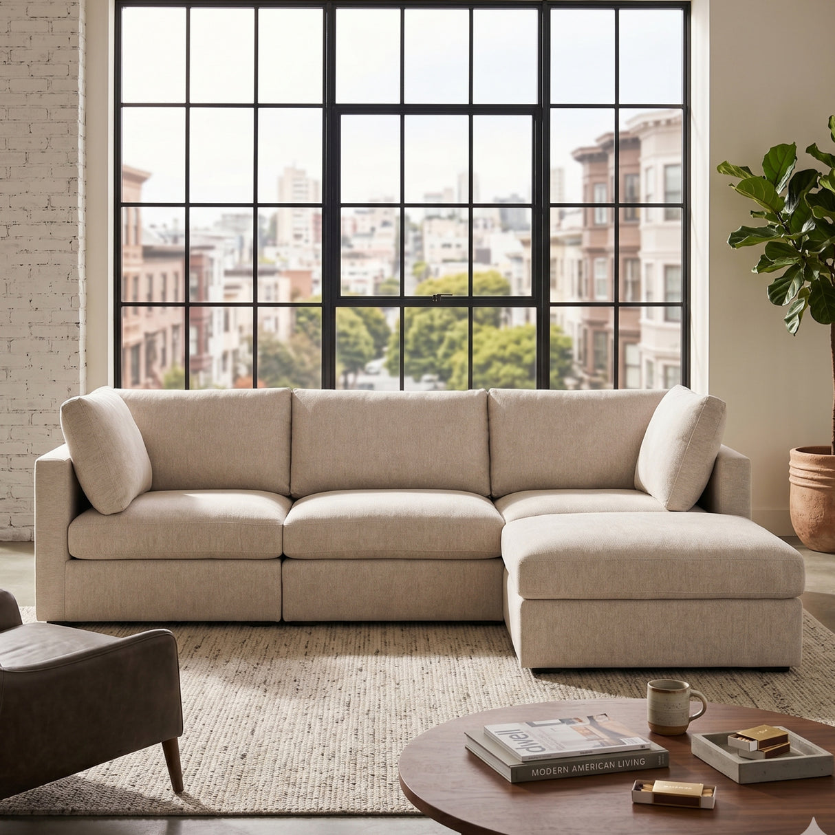   Cream Modular Storage Ottoman | Oroa.com