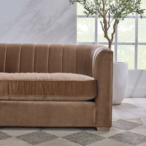   Brown Velvet Channeled-Back Sofa | Oroa.com