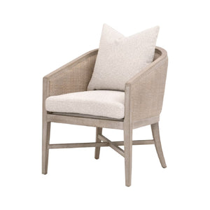   Curved Oak Linen Lounge Chair | Oroa.com