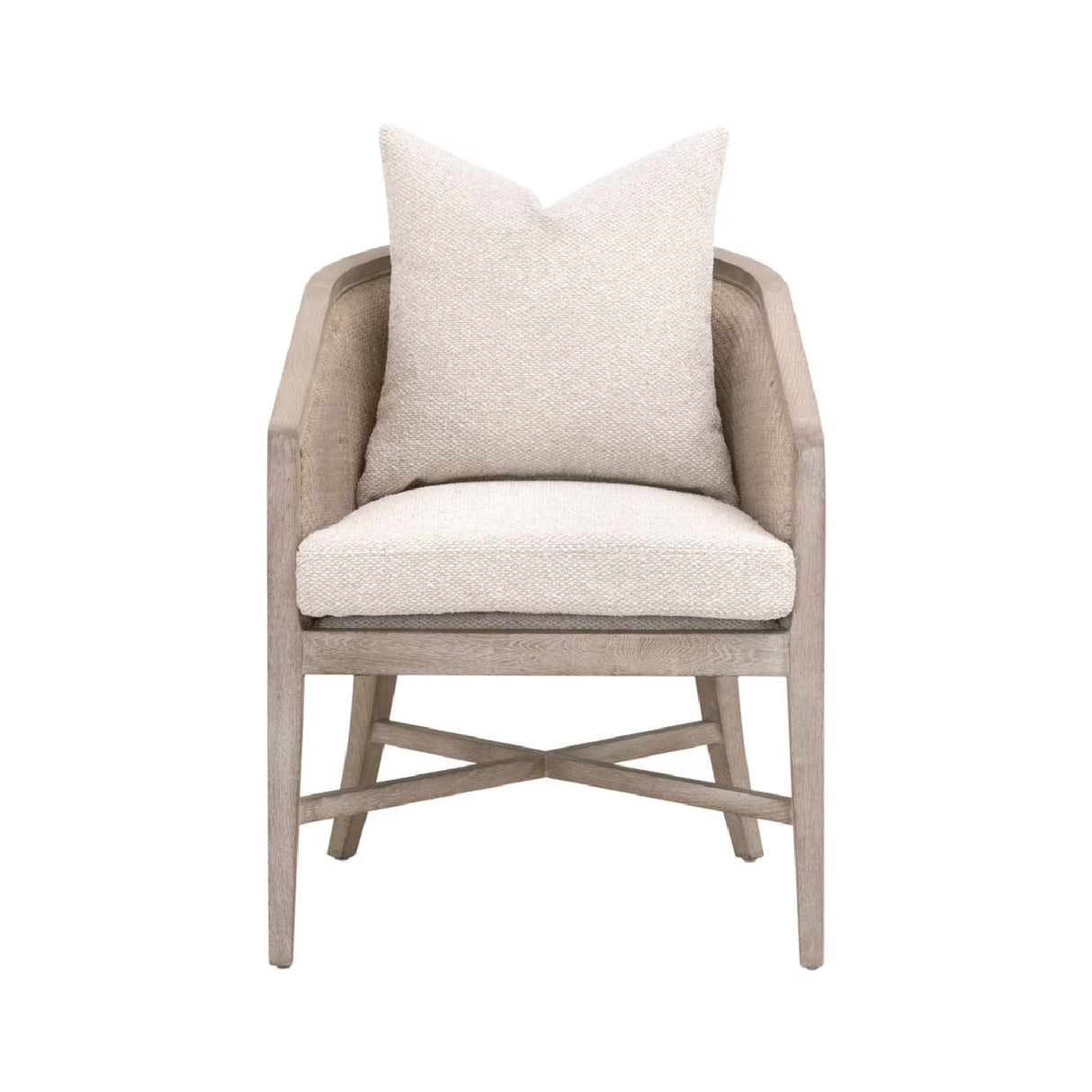   Curved Oak Linen Lounge Chair | Oroa.com