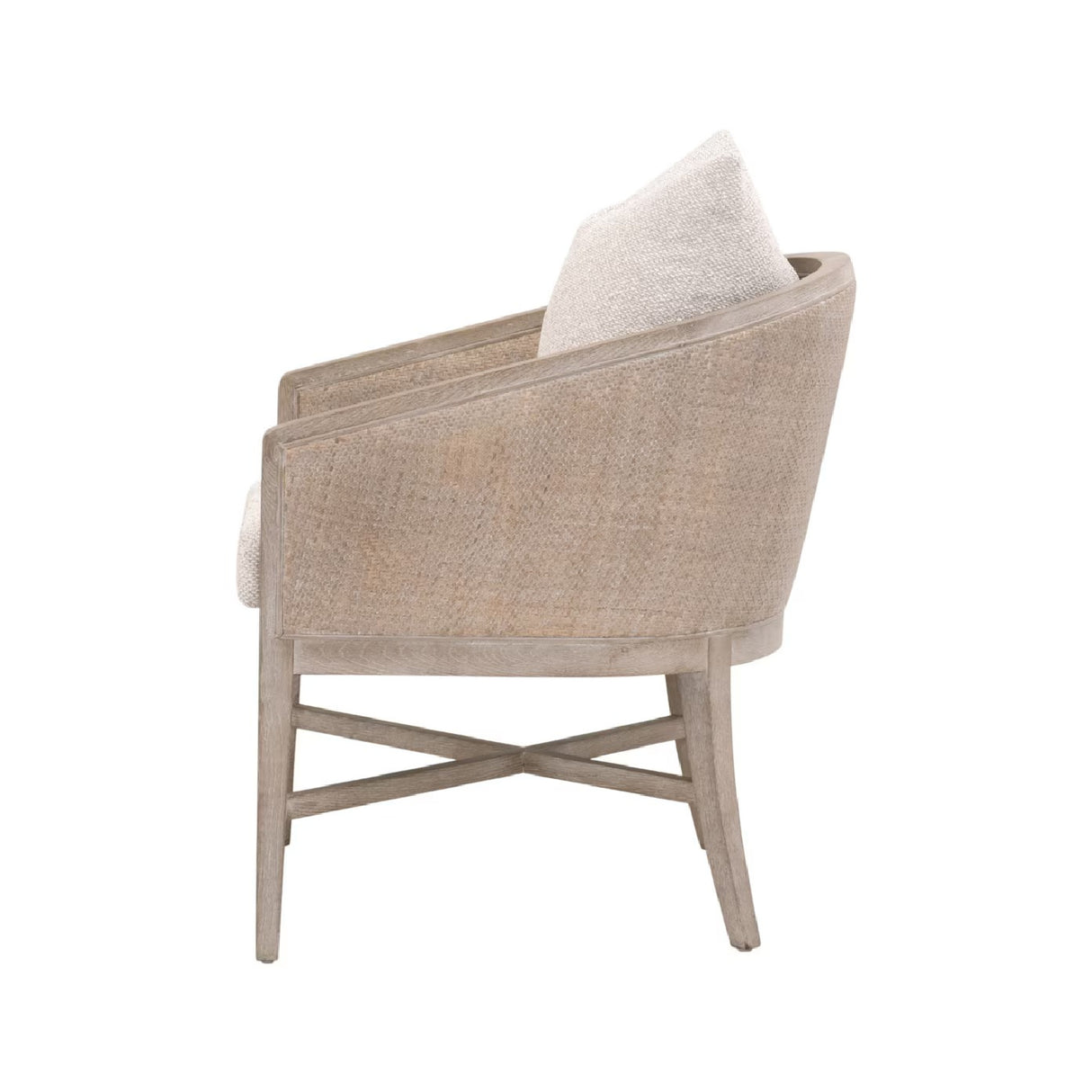   Curved Oak Linen Lounge Chair | Oroa.com