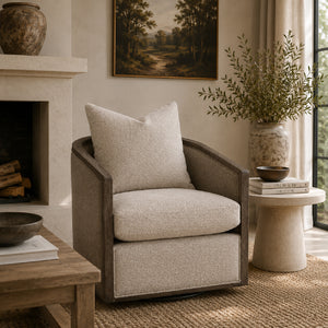   Curved Oak Swivel Club Chair | Oroa.com